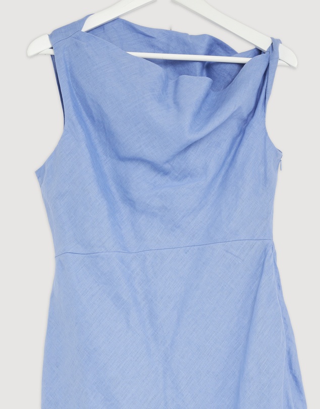 Revibe - Repaired AERE Fia Linen Draped Off Shoulder Maxi Dress - AU 12