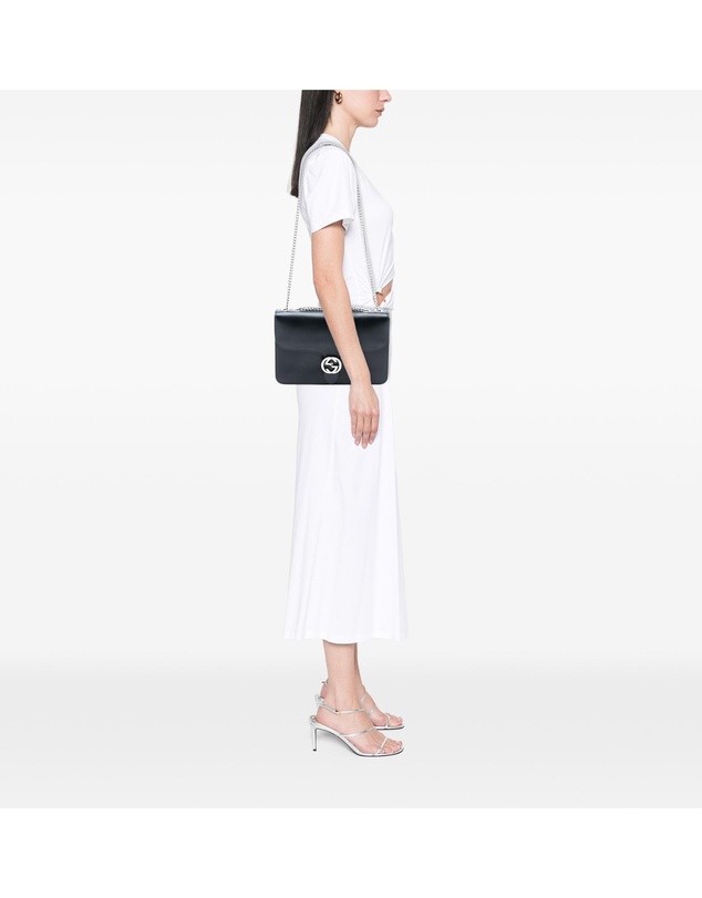 Pre-Loved by Azura Reborn - Pre-Loved Medium Polished Calfskin Dollar Interlocking G Crossbody