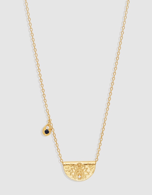 By Charlotte - Lotus Birthstone Necklace - September - Sapphire