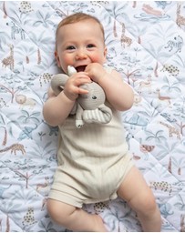 Living Textiles - Knitted Ring Rattle - Mason the Elephant
