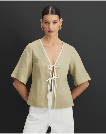 AERE - Sloane Tie Front Shirt