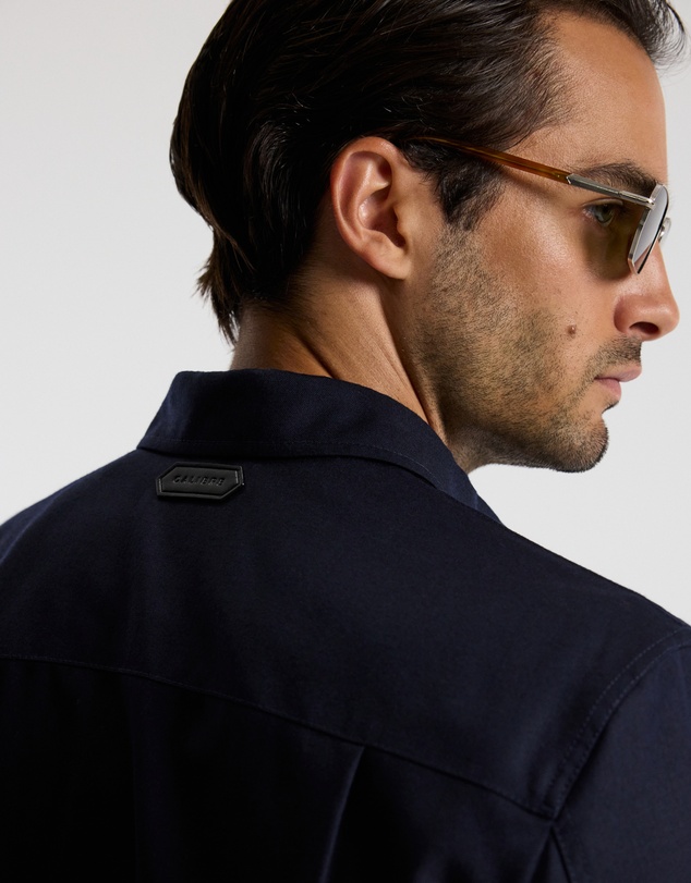 Calibre - Slim Wool Flannel Shirt Navy