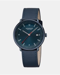 Mondaine - Mondaine Doppio Blue Vegan Leather 41mm Watch
