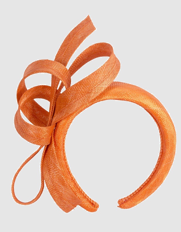 Max Alexander - Orange Sinamay Bow Racing Fascinator Headband