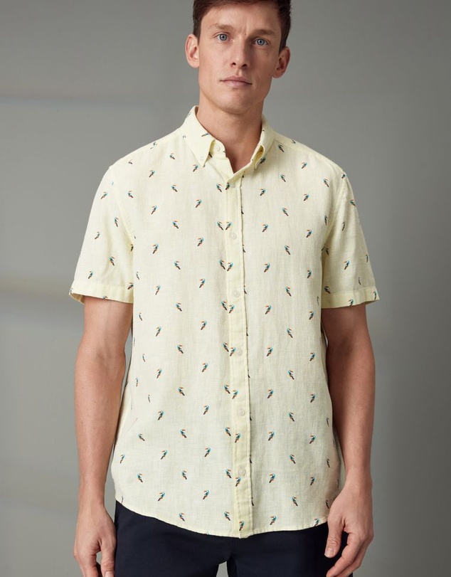 NEXT - Linen Blend Printed Short Sleeve Shirt