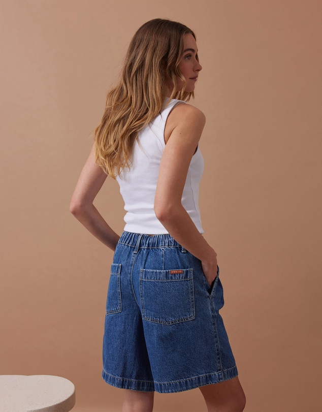 Ceres Life - Sylvie Longline Pleat Denim Short