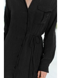 NEXT - Tie Front Long Sleeve Textured Utility Shirt Dress
