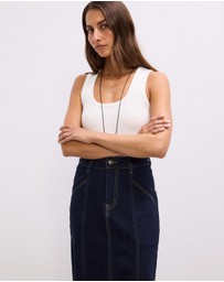 The Fated - Asha Denim Maxi Skirt