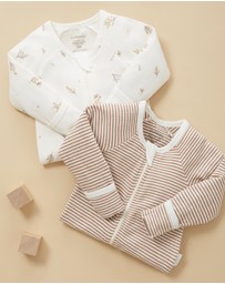 Purebaby - 2 Pack Zip Growsuit-Babies