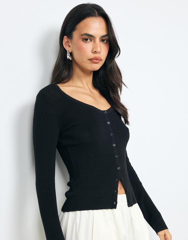 AERE - Lyla Organic Cotton Knit Cardigan
