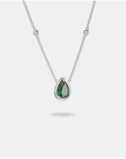 THOMAS SABO - THOMAS SABO Necklace with Green Teardrop Stone Silver