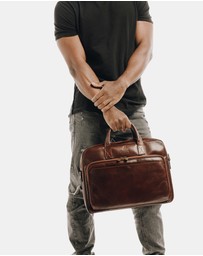 Republic of Florence - Pretoria Brown Leather Laptop Briefcase