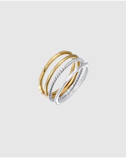 Elli Jewelry - Ring Set Elegant Bicolor 925 Sterling Silver