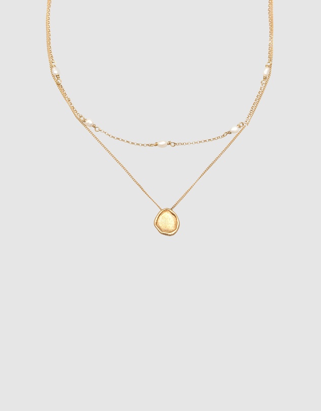Elli Jewelry - Freshwater Pearl Coin Layer Necklace in Gold-Plated 925 Silver