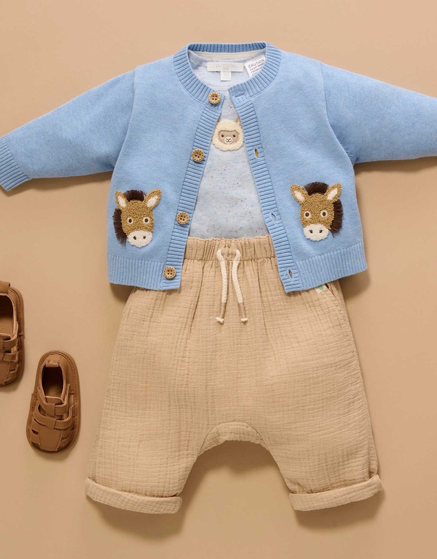 Purebaby - Slouchy Crinkle Cotton Pants -Kids-Babies