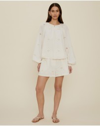 The Fated - Esther Puff Sleeve Broderie Blouse