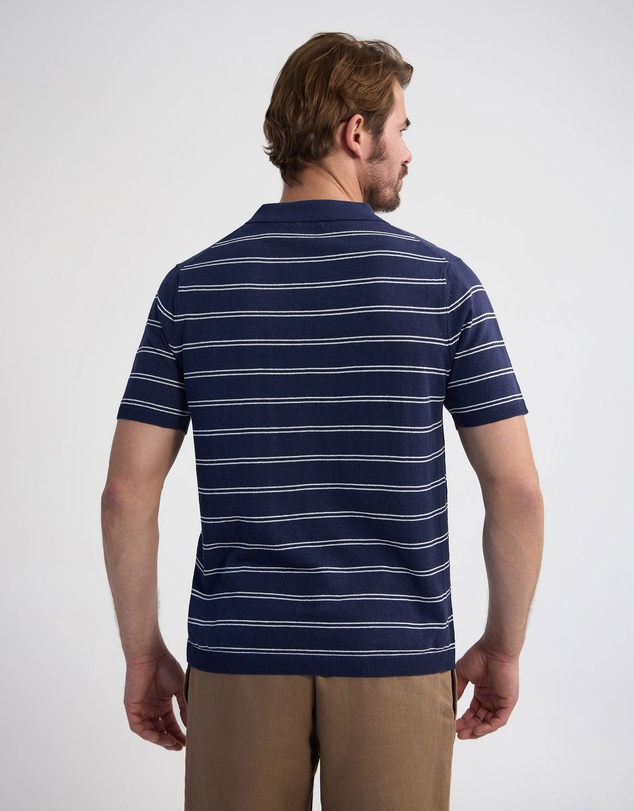 Oxford - Basey Linen Blend Striped Polo