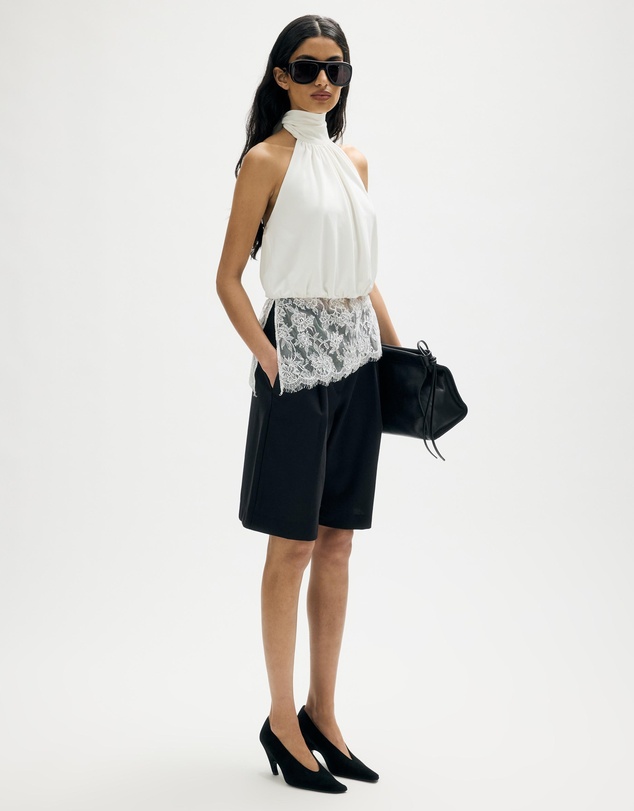 Minima Esenciales - Isaline Lace Hem Halter Top