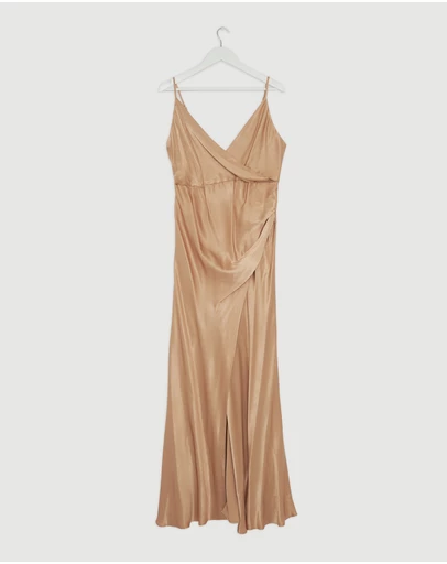 Revibe - Repaired Shona Joy La Lune Cross Draped Maxi Dress - AU 14