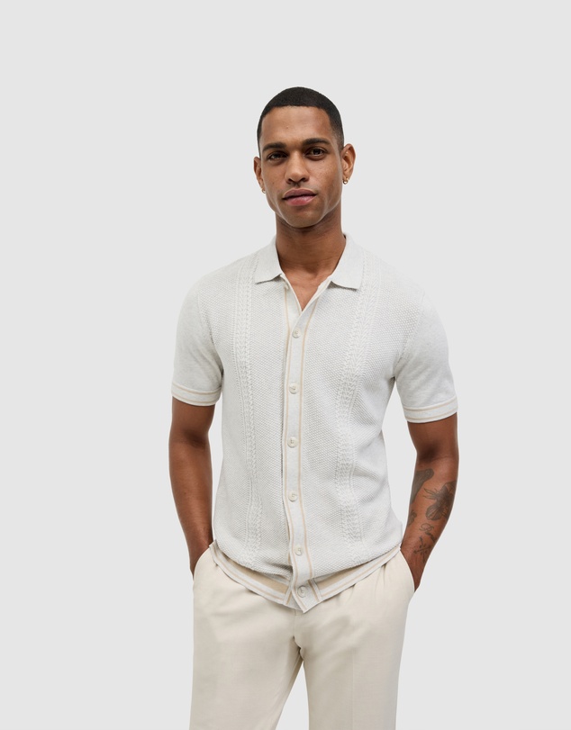 Politix - Stripe Button-through Cable Knit