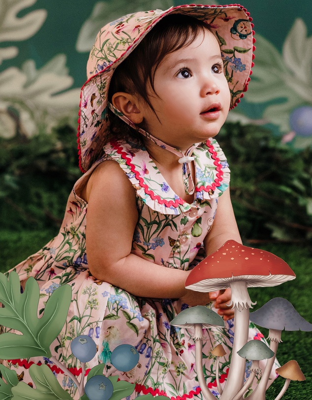 Fleur Harris - 'Enchanted Garden' Summer Baby Hat in Sugar Pink