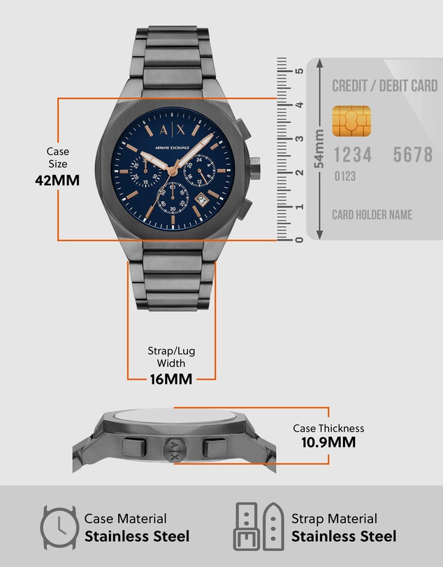 Armani Exchange - Gun-Metal Chronograph Watch