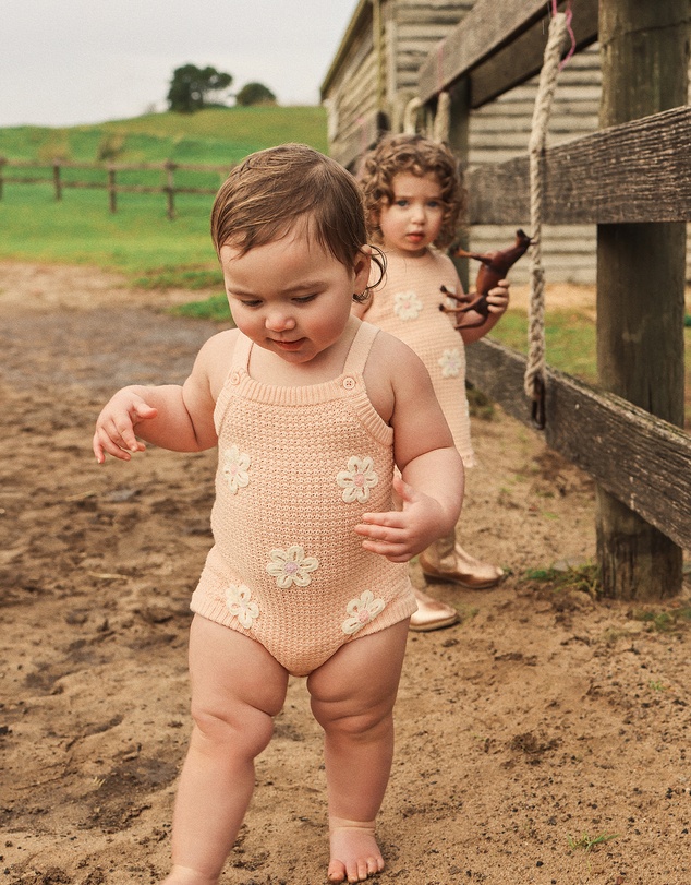 Kynd Baby - Crochet Romper in Blooms