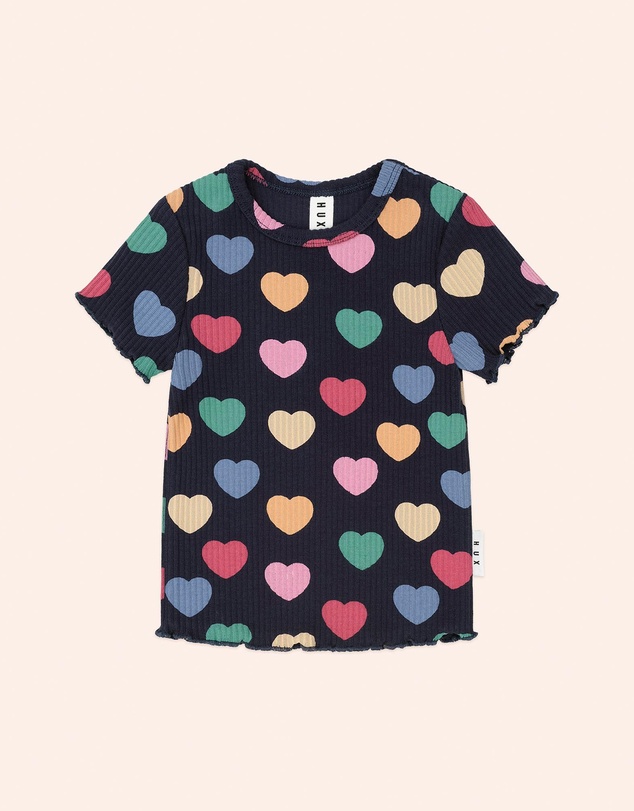 Huxbaby - Multi Hearts Rib Tee - Babies-Kids
