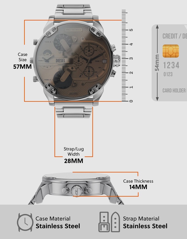 Diesel - Mr. Daddy 2.0 Silver Chronograph Watch