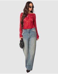 EDIKTED - Rosa Open Back Sheer Knit Top