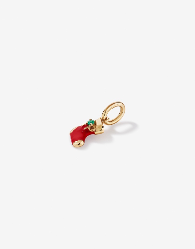 Michael Hill - Christmas Stocking Pendant with Created Emerald in 18kt Yellow Gold Vermeil