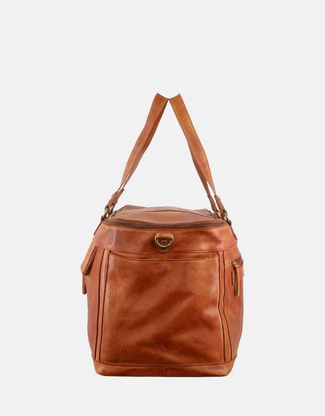 Pierre Cardin - Pierre Cardin Burnished Leather Multi-Compartment Overnight Bag
