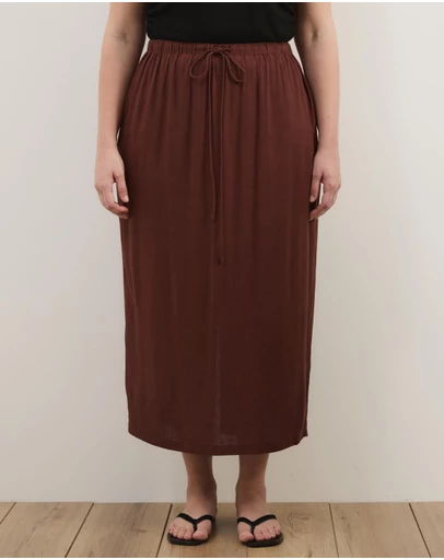Atmos&Here Curvy - Tenley Linen Blend Midi Skirt