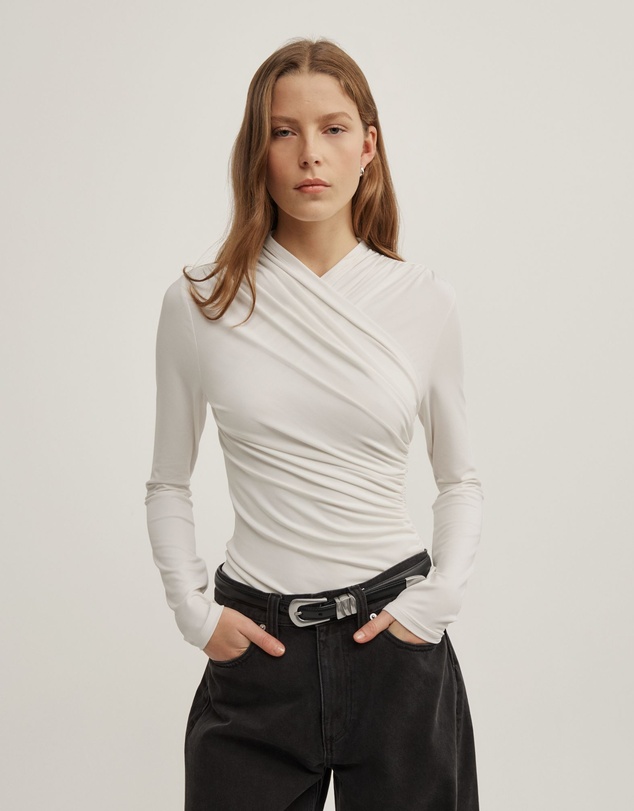Witchery - Wrap Long Sleeve Jersey Top