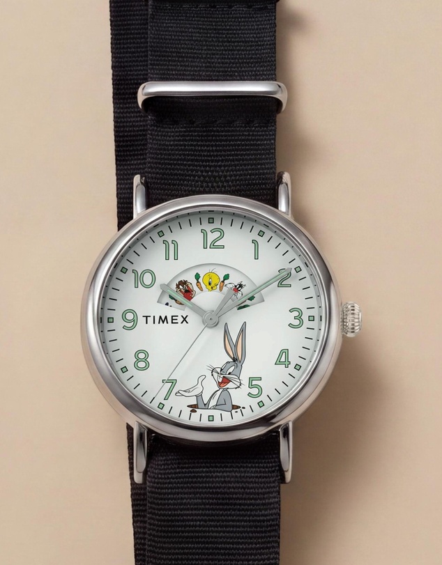 TIMEX - Looney Tunes x Timex Bugs and Friends Standard 40mm Black Fabric Strap Watch