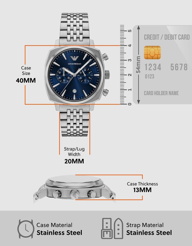 Emporio Armani - Silver Tone Chronograph Watch