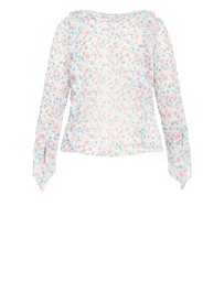 City Chic - Plus size Lidia Ruffle Print Top - cream
