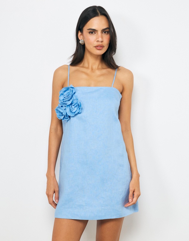 AERE - Mika Placement Flower Mini Dress