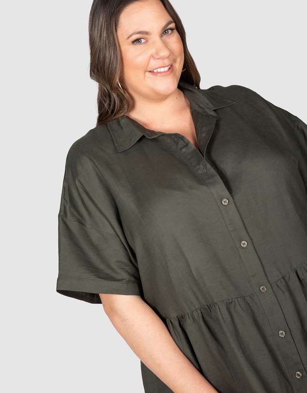Love Your Wardrobe - Liv Button Front Linen Dress