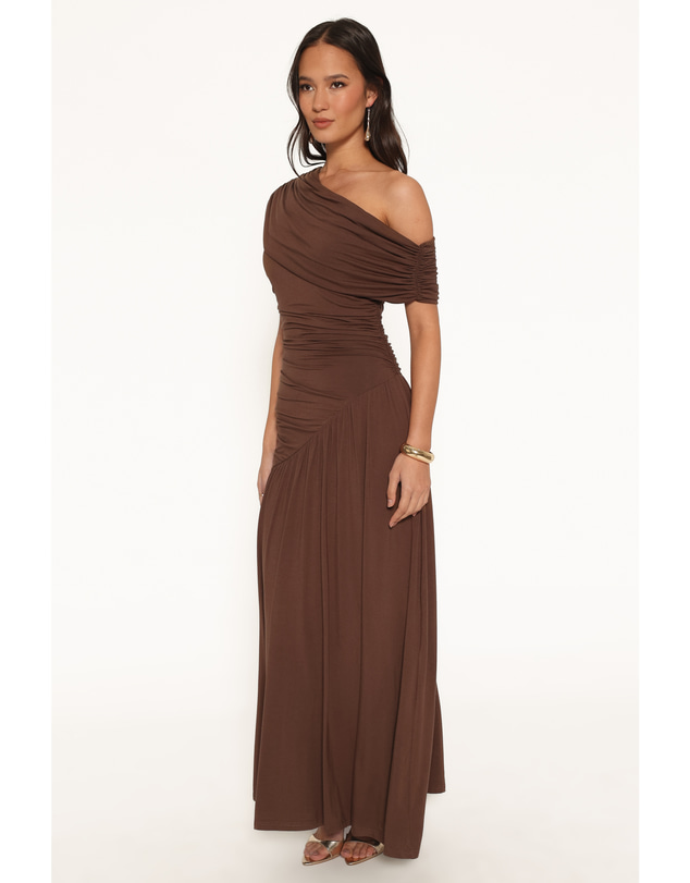 Petal & Pup - Sharmay Off Shoulder Maxi Dress - Brown
