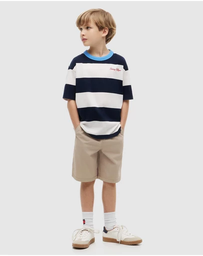 Tommy Hilfiger - Logo Embroidery Stripe Jersey T-Shirt - Kids