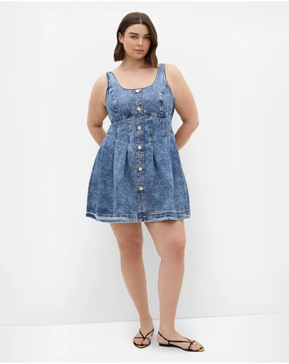 City Chic - Plus size Alexa Denim Mini Dress - indigo wash