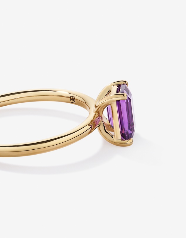 Michael Hill - Emerald Cut Amethyst Gemstone Ring in 10kt Yellow Gold