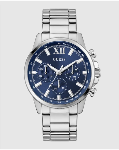GUESS - Guess Men's Silver Tone 44mm Multi-function Watch