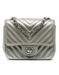 Pre-Loved by Azura Reborn - Pre-Loved Mini Square Classic Chevron Iridescent Calfskin Single Flap
