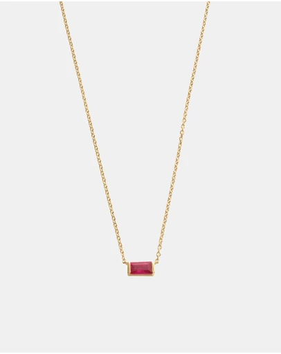Kirstin Ash - Baguette Birthstone Necklace July Ruby