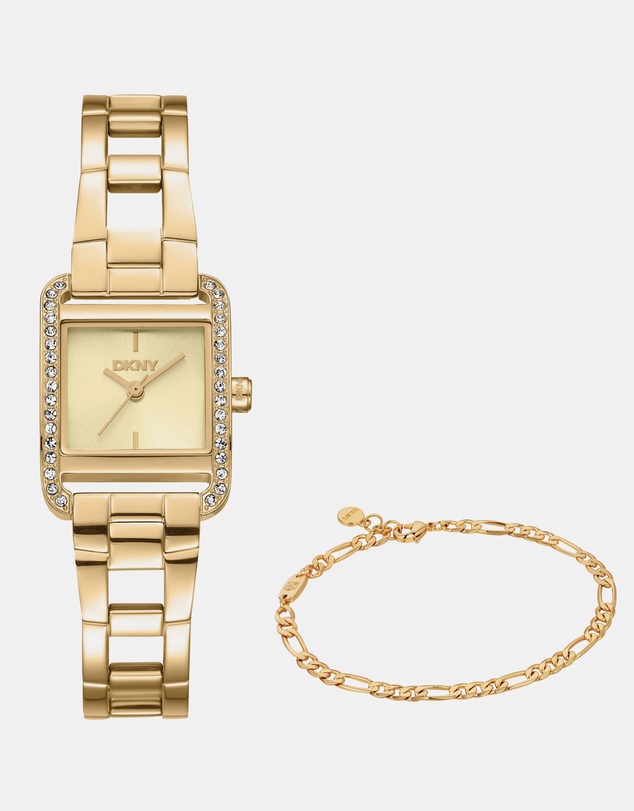 DKNY - Mini Gold 21x27mm Womens Watch + Gold Bracelet