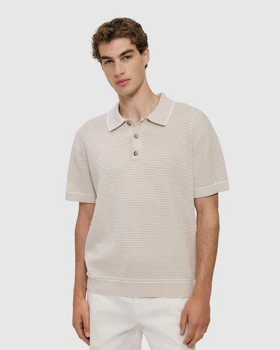 Trenery - Textured Cotton Tipped Knit Polo