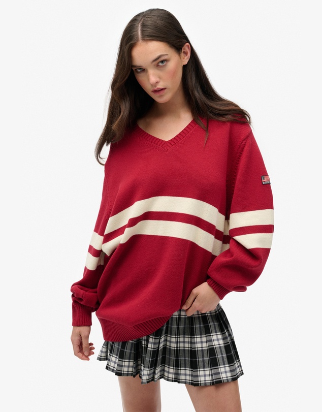 Superdry - Oversized Striped V Neck