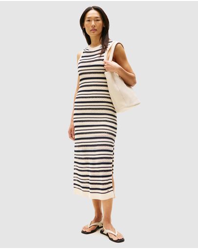 Desert Sand Dune & Dark Night Navy Stripe